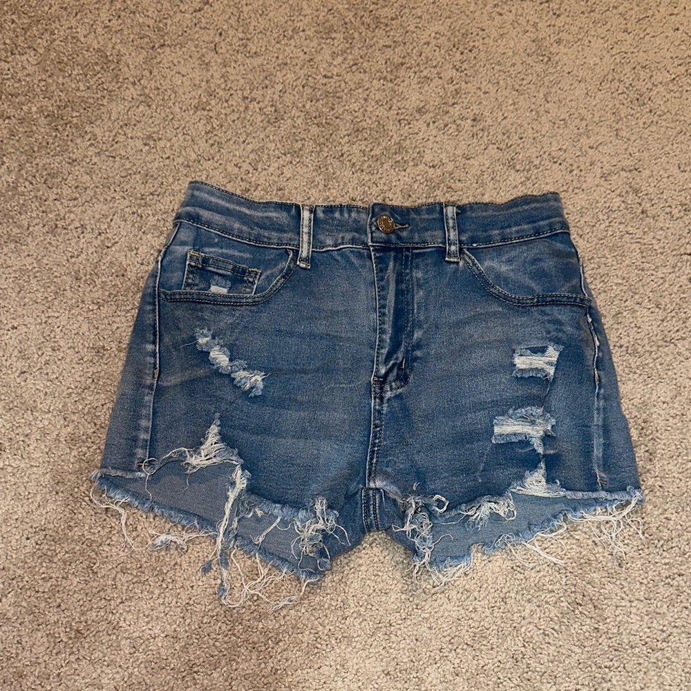 SHEIN Blue Distressed Jean Shorts